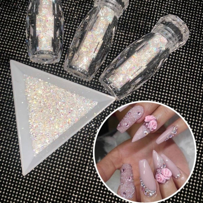 [HCM]Khay nhựa hình tam giác đựng đá/charm/hoa bột/phụ kiện nail chuyên dụng