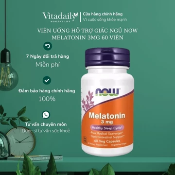 VIÊN UỐNG HỖ TRỢ GIẤC NGỦ NOW MELATONIN 3MG 60 VIÊN