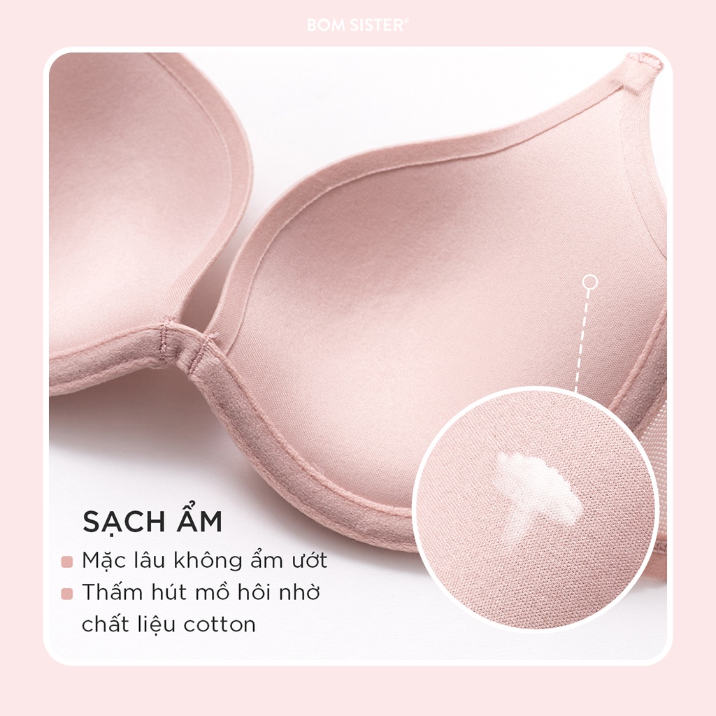 Ảnh Áo lót nữ có gọng, áo ngực mút mỏng thun lạnh dây liền bảng lưng phối lưới BOM Sister MU26015 4