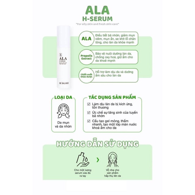 Tinh chất giảm mụn Ala H-serum Bebalance 30ml -Út store
