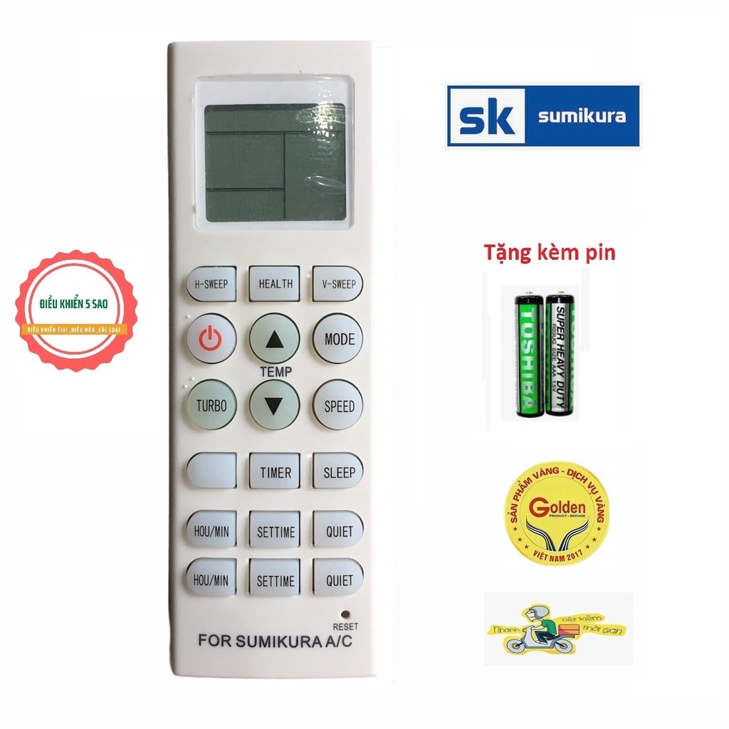 Điều khiển điều hòa Sumikura có nút Turbo 1 chiều và 2 chiều - Tặng kèm pin - Remote Sumikura