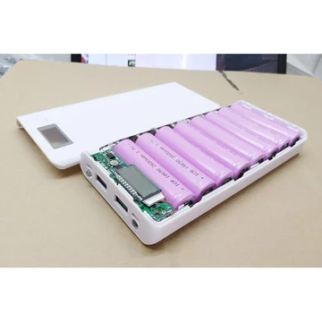 Box sạc dự phòng 8 khe pin dùng pin 18650 (TRẮNG, chưa pin)khung pin dự phòng, mạch sạc dự phòng, mạc