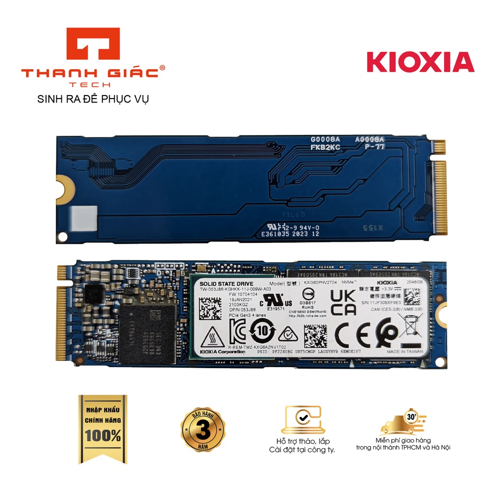 Ổ Cứng Kioxia SSD 2TB XG6-P M.2 2280 KXG60PNV2T04 NVMe PCIe Gen3x