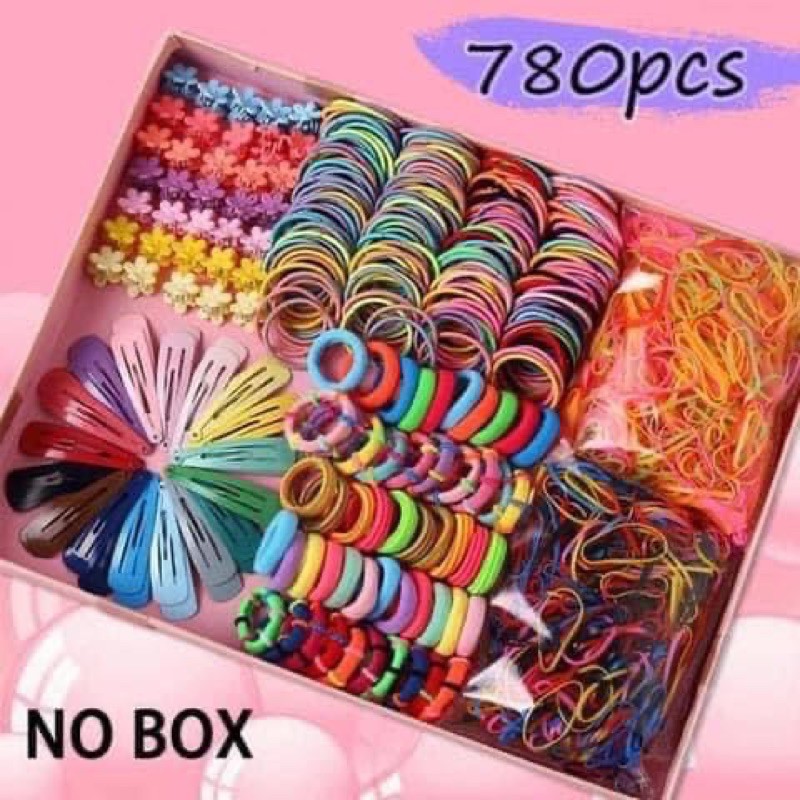 Set kẹp chun buộc tóc 780 chi tiết nhiều màu sắc cho bé gái