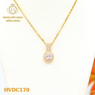 Dây Chuyền, Vòng Cổ Nữ Mặt Đính Đá Màu Trắng Xi Mạ Vàng Non Cao Cấp - Trang Sức Hava Hong Kong