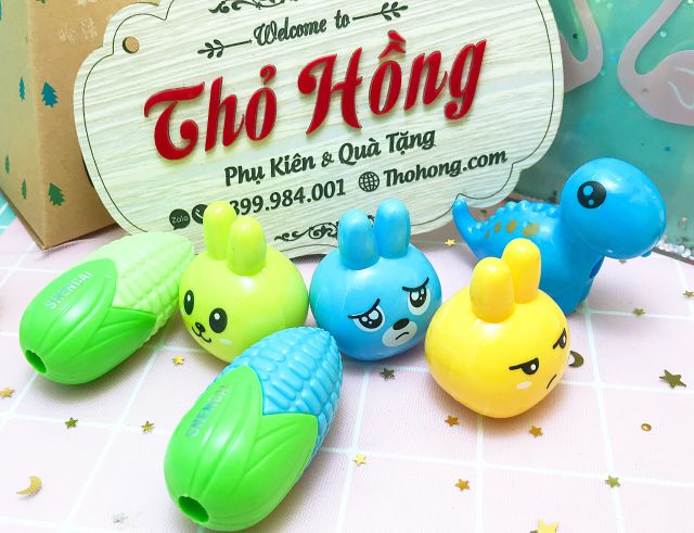 🦊 COMBO 3 XOÁY BÚT CHÌ – ĐẦU HOẠT HÌNH ĐỘNG VẬT CUTE 🐰🐻