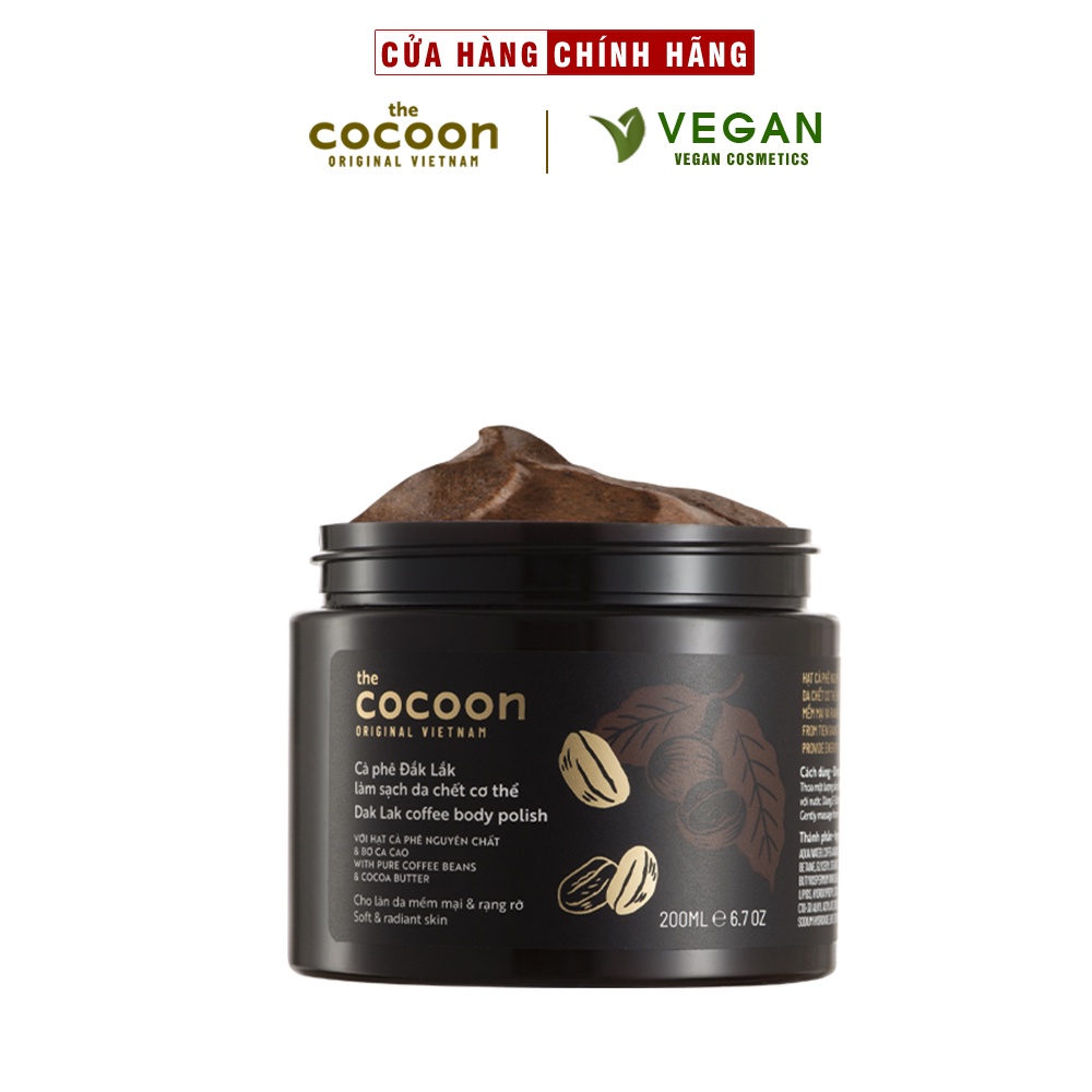 (Đã bán 157,4k) Cà phê Đắk lắk làm sạch da chết COCOON 200ml (Dak lak coffee body polish)