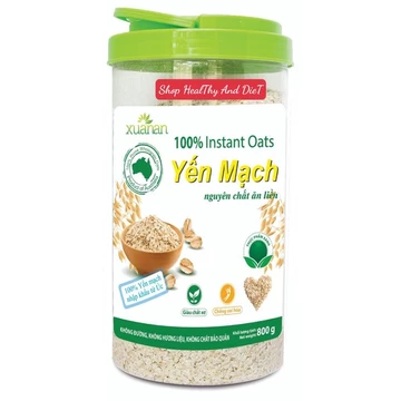 Yến Mạch Cán Vỡ Xuân An Nguyên Chất Ăn Liền Hủ 800gr Hoặc 2 Hủ 400gr - Tặng Kèm 300gr Yến Mạch