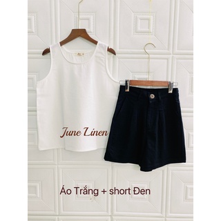 [JUNE LINEN] S00- Set bộ Linen FULLSIZE NHIỀU MÀU - Áo sát nách cổ tròn và short có 2 túi hông - Hàng thiết kế cao cấp