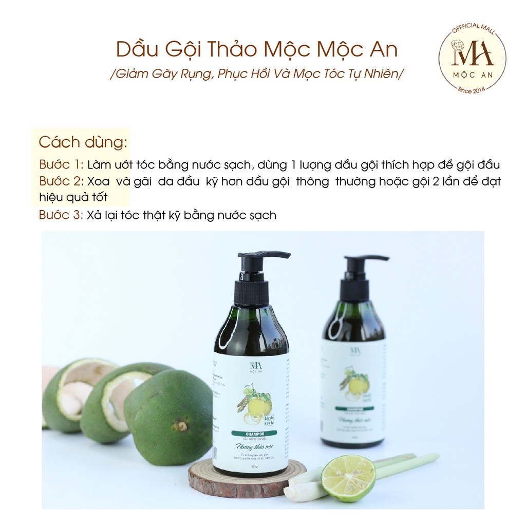 Mô tả Dầu Gội Thảo Mộc Mộc An Giảm Gãy Rụng, Phục Hồi Và Mọc Tóc Tự Nhiên 300g - 5