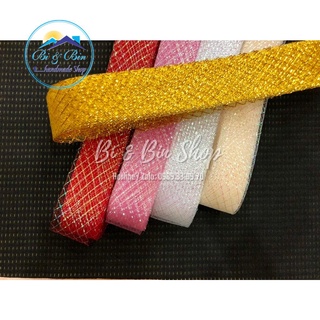 Sỉ Xấp 22m Ruy Băng Lưới Karo Rộng 4,5cm Làm Bó Hoa Cưới, Hoa Cô Dâu Và Phụ Kiện Trang Trí