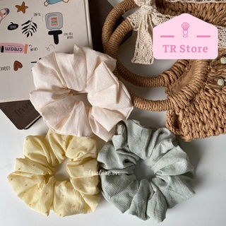 Scrunchies cotton họa tiết loại phồng to lớn cột tóc XL