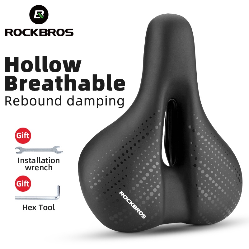 【Giao hàng 3 ngày】ROCKBROS Yên Xe Đạp Có Đèn Sau Có Lỗ Thoáng Khí Gel Giảm Xóc Chống Thấm Nước Phụ Kiện Xe Đạp Xe Đạp Leo Núi
