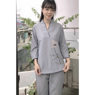 Hoa Nút Ngọc #Đồ Bộ Nữ Top Dress Voan Women Voi # Đồ Đi Chùa