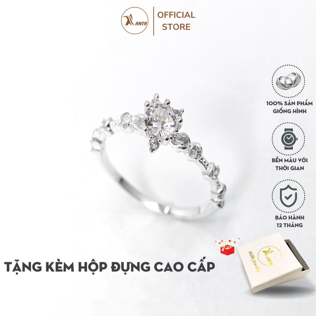 [Mã BMLTB35 giảm đến 35K đơn 99K] Nhẫn bạc nữ ATJ9032 , Princess ring with stones ANTA Jewelry