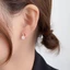 Khuyên tai titan nữ không gỉ thiết kế chữ D kẹp đá pha lê thời trang thanh lịch