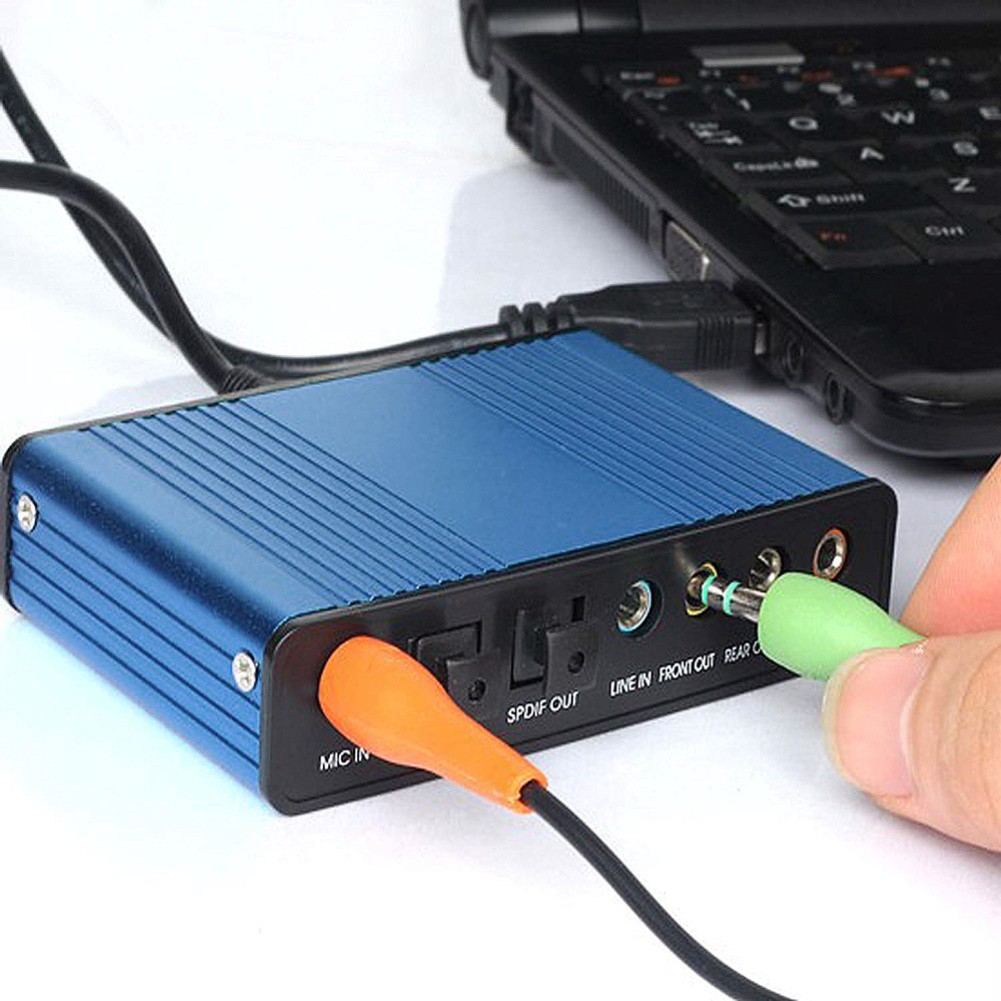 Card Âm Thanh Cổng Usb Rời 6 Cổng 5.1 Kèm Phụ Kiện Chuyên Dụng Dành Cho Máy Tính Laptop