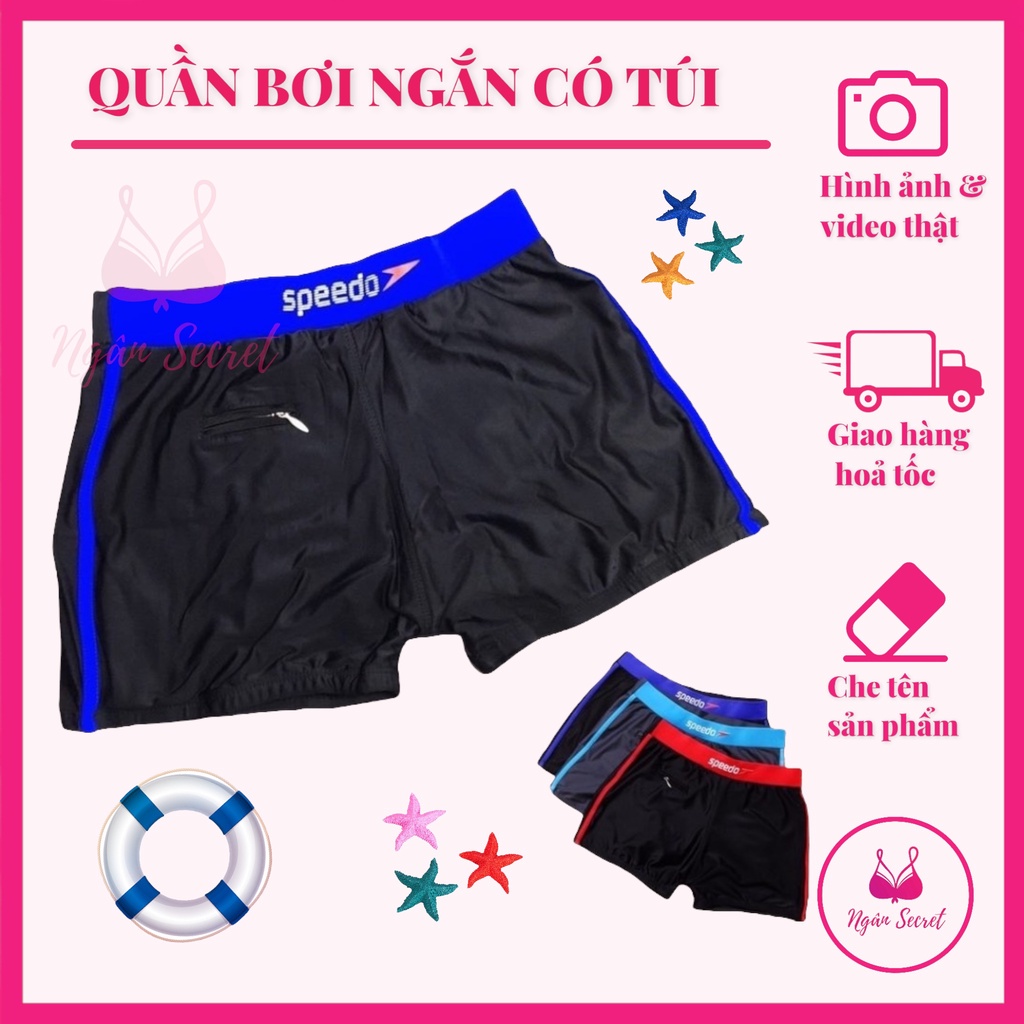 QUẦN BƠI NAM NGẮN, CÓ TÚI vải thun co dãn tốt
