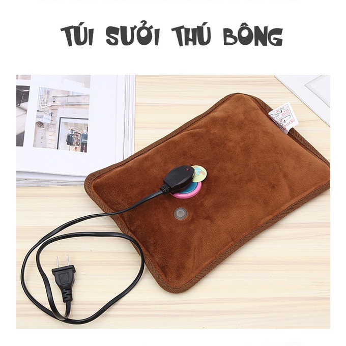Túi sưởi gấu bông dễ thương , túi chườm nóng cắm điện an toàn