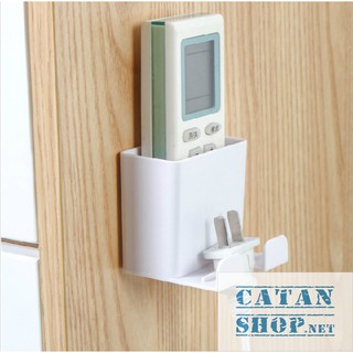 Kệ Dán Tường Để Remote, Đồ Dùng/ Giá Đỡ Sạc Điện Thoại - Có Móc Treo Giữ Dây Điện GD153-KRKTSac