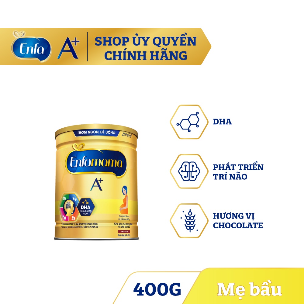 [CHÍNH HÃNG] Sữa Bột Mead Johnson Enfamama A+ Hương Chocolate Hộp 400g (Cho phụ nữ mang thai và
