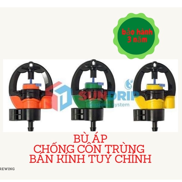 10 Béc tưới T700 30-60-90l/h Bù Áp điều chỉnh bán kính- Hệ thống tưới phun mưa- Tặng kèm nắp nối 6mm