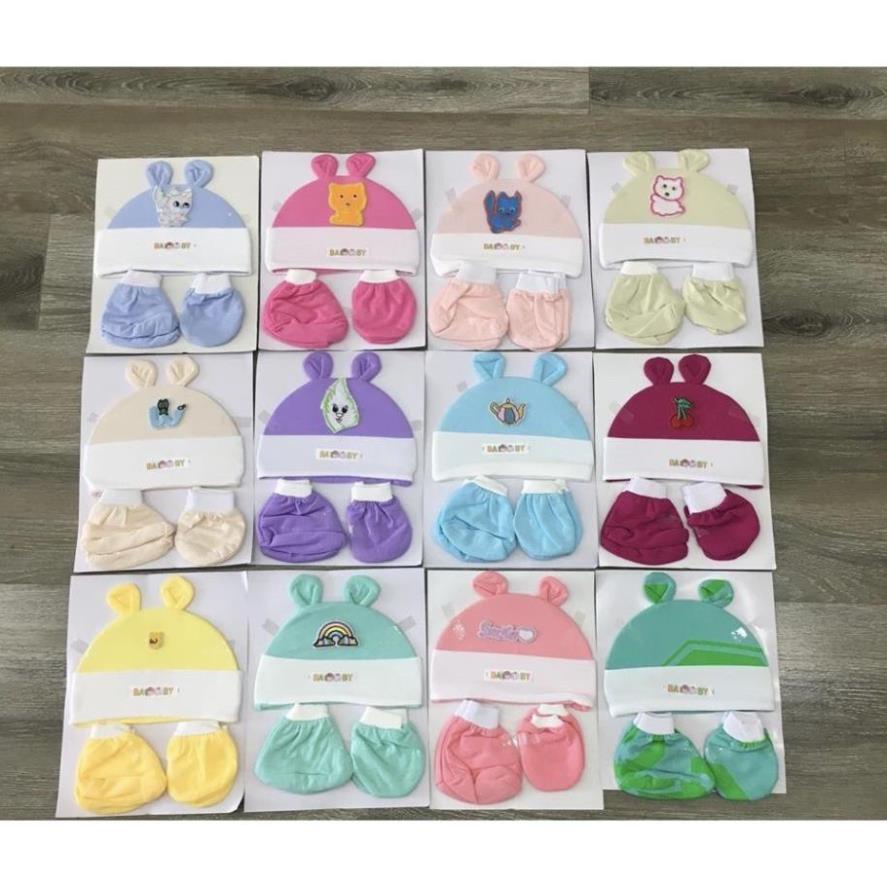 Combo 2 Sét Mũ Và Bao Tay Bao Chân Cho Bé Sơ Sinh Cotton Nhiều Hình, Mềm Mại Họa Tiết Đáng Yêu