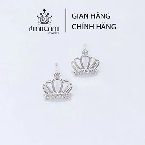 Bông Tai Hình Vương Miện Đính Đá Bạc Ta - Minh Canh Jewelry