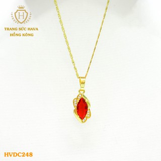 Dây Chuyền, Vòng Cổ Nữ Mặt Đính Đá, Titan Xi Mạ Vàng Non 24k Cao Cấp - Trang Sức Hava Hong Kong
