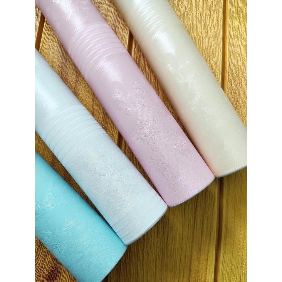 Giấy dán tường hoa văn nổi dài 10 mét rộng 45cm ❤️FREESHIP❤️ Cuộn giấy dán tường có sẵn keo bóc dán