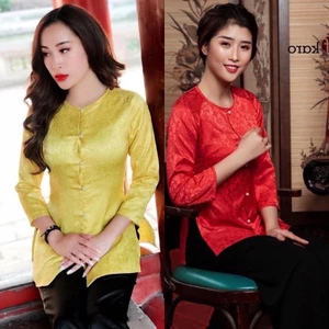 Bà Ba Gấm Cao Cấp # Quần Đen # Jacket Top Kem Dress Women