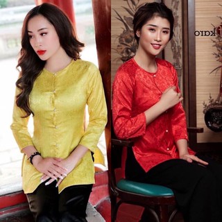 Bà Ba Gấm Cao Cấp # Quần Đen # Jacket Top Kem Dress Women