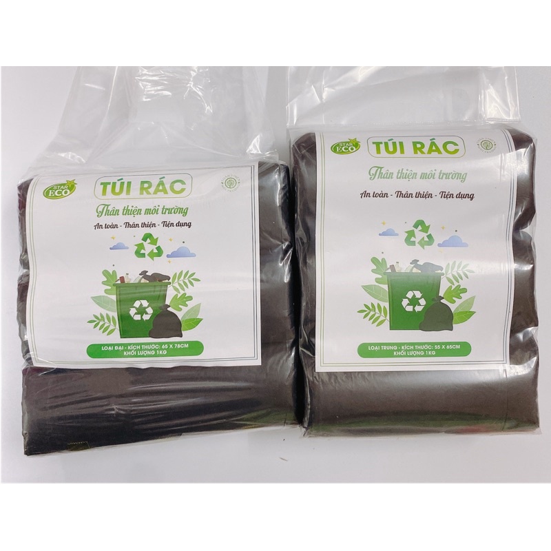 TÚI RÁC TỰ HUỶ STAR ECO 1KG (3 CUỘN)/ TÚI RÁC ĐEN TỰ HUỶ SINH HỌC ...