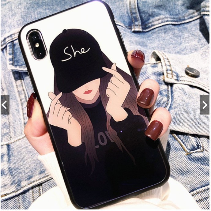 Ốp iPhone Mặt Kính Nano Dẻo - Ốp He And She