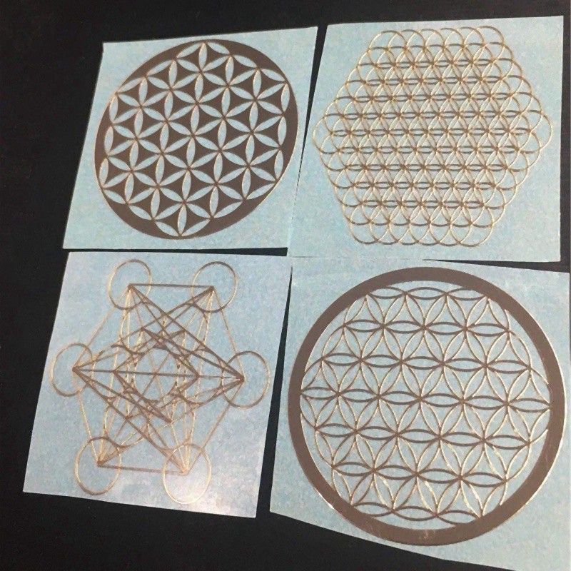 4Pcs/Set New Metal Energy Decor Sticker Flower Of Life