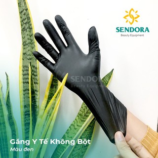 Găng Tay Y Tế Màu Đen Không Bột 100 cái Găng Tay Dùng 1 Lần Găng tay y tế Co Giãn Tốt,  Phù Hợp Spa, Tattoo