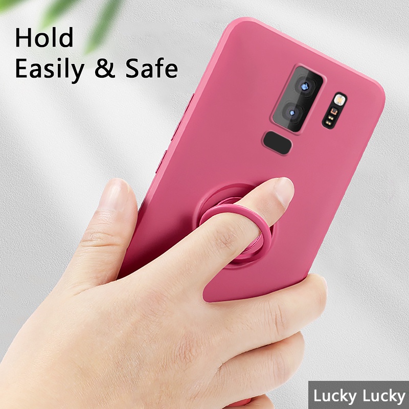 Ốp Điện Thoại Silicon Có Giá Đỡ Dạng Nhẫn Từ Tính Sang Trọng Cho Samsung S8 A05 S9 Plus Galaxy