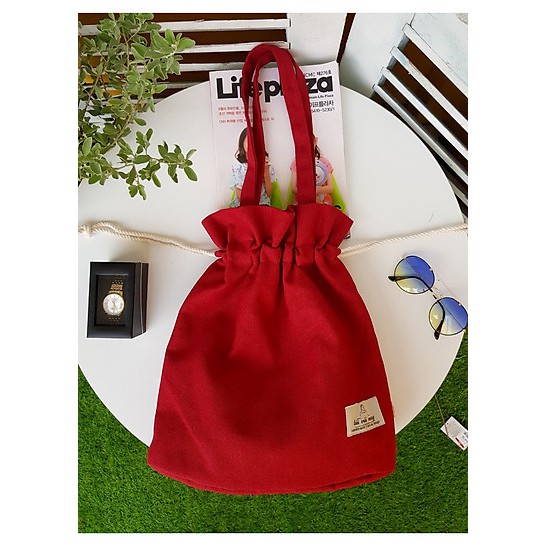 Túi rút vải canvas - đỏ | Shopee Việt Nam