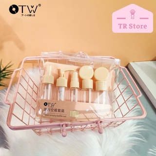 Bộ tách chiết mỹ phẩm túi zip cao cấp 9 món, chai lọ PET cứng cáp OTW du lịch mini