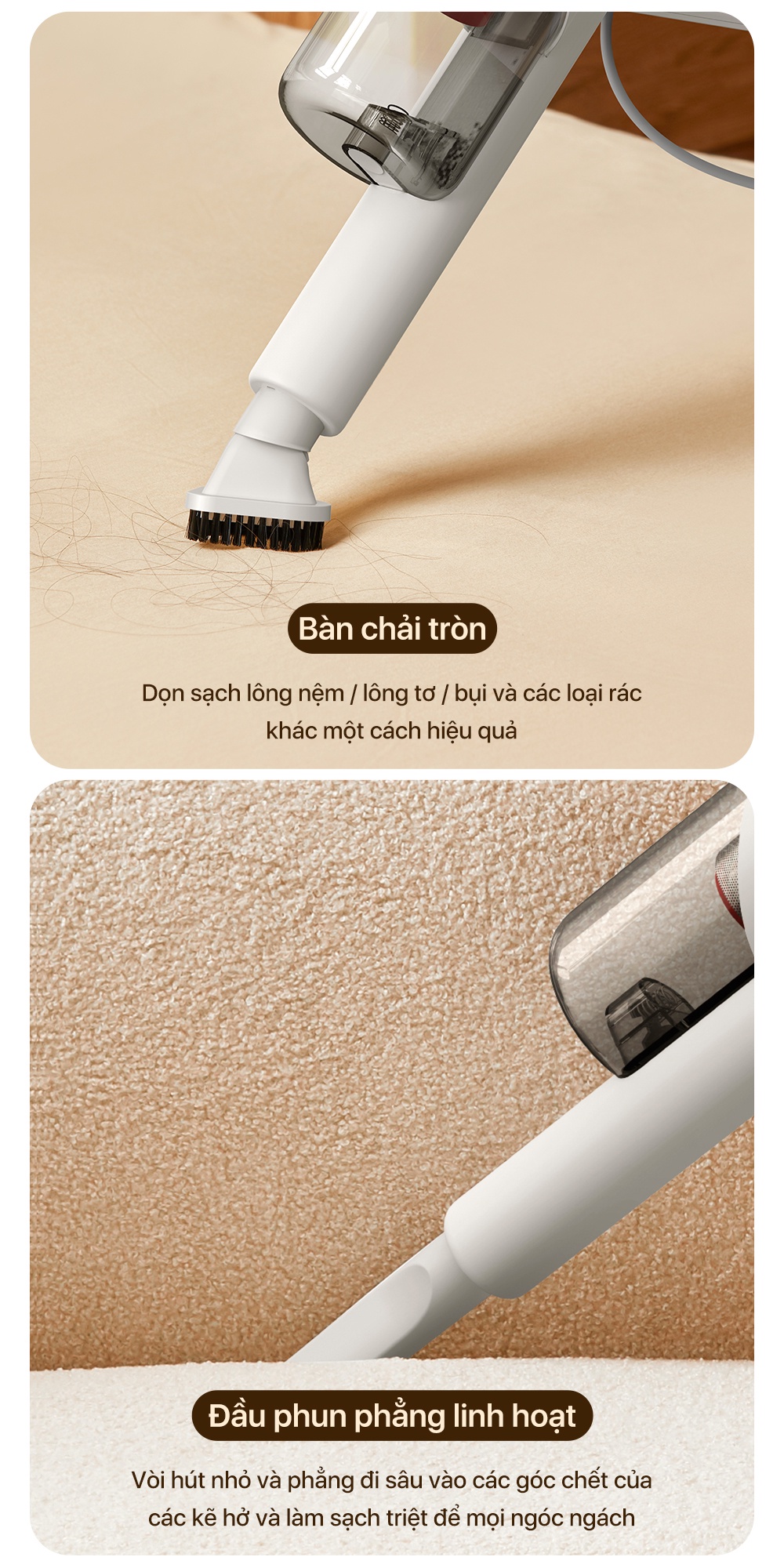Deerma DX300 làm sạch khe hẹp