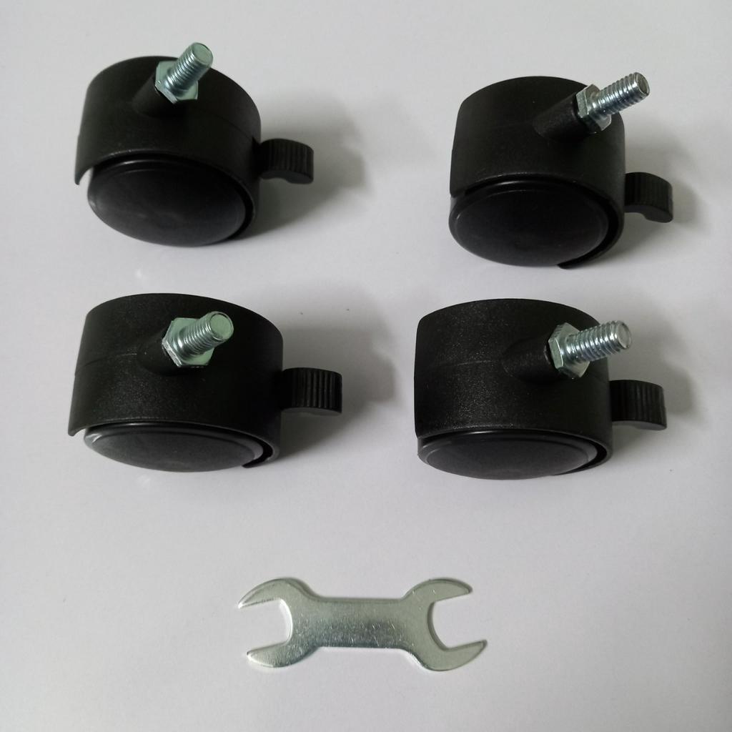4 Bánh xe nhỏ - Dùng cho Quat điều hoà và kệ spa nhựa -Bước zen 6/8mm x 1.25 đường kính 40mm chạy êm bền chắc