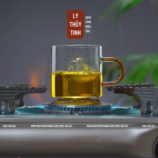 LY THỦY TINH NHỎ CÓ QUAI CẦM TRẮNG NÂU - DUNG TÍCH 100ML