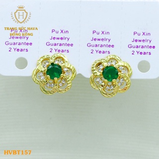 Bông Tai Nữ Titan, Khuyên Tai Đính Đá Xi Mạ Vàng 24k Cao Cấp - Trang Sức Hava Hong Kong - HVBT157