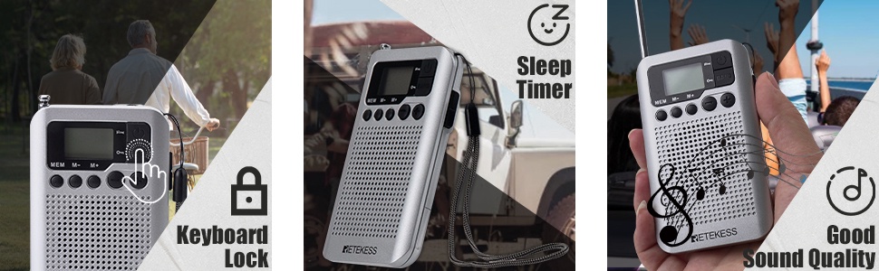 Mô tả Radio Retekess Tr106 Fm Am Di Động Với Màn Hình Lcd Điều Chỉnh Kỹ Thuật Số Có Loa Giắc Cắm Tai Nghe Và Chức Năng Đồng Hồ - 3