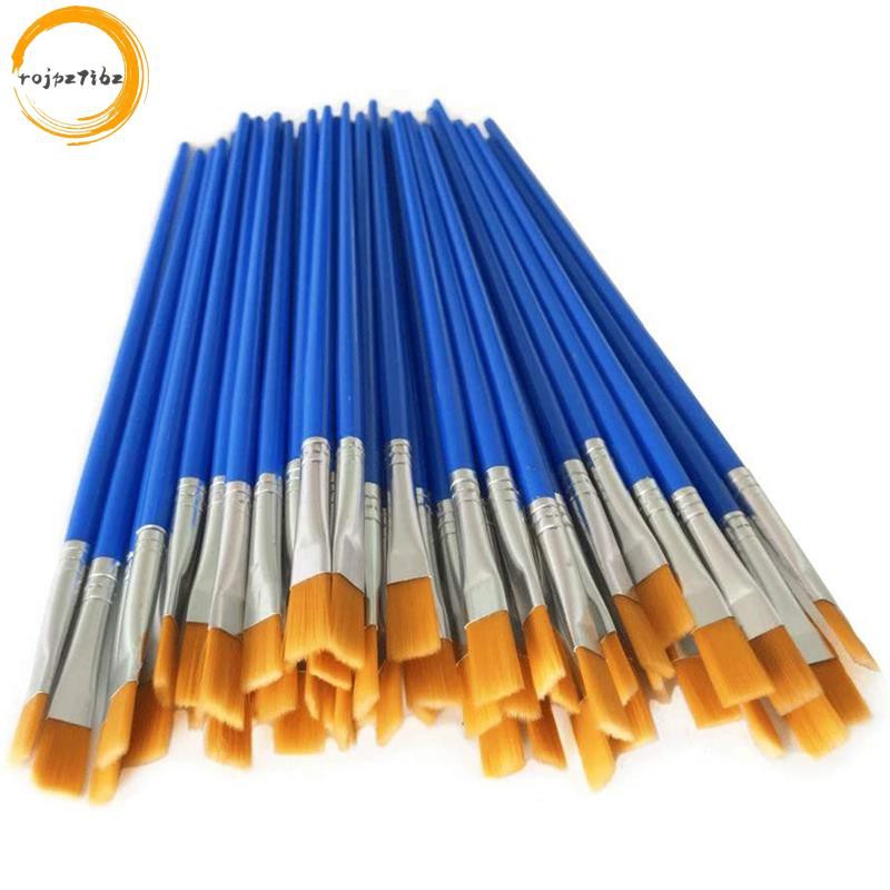 Bộ 100 Bàn Chải Sơn Phẳng Trẻ Em Nylon Tóc Acrylic Dầu Nhỏ Màu Nước Nghệ Sĩ Tranh Bộ Dụng Cụ