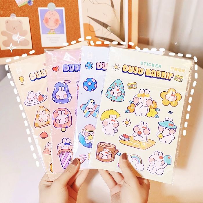 Sticker cute dán mũ bảo hiểm dán sổ dán laptop thỏ xinh dễ thương K47