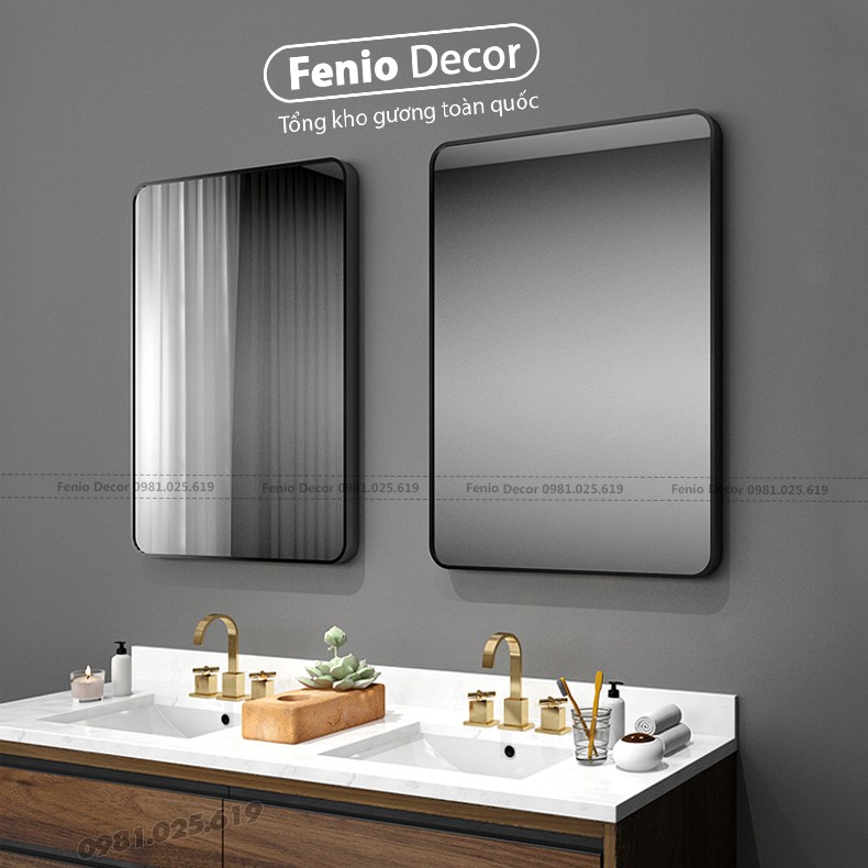 Gương nhà tắm viền khung thép sơn tĩnh điện màu đen gương treo ...