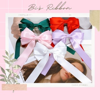 [Handmade] Kẹp nơ ruy băng vải lụa đuôi dài dễ thương phong cách Hàn Quốc dành cho bạn gái