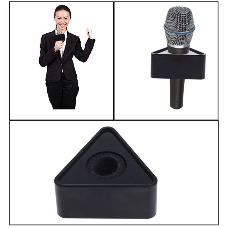 Miếng tam giác khoét lỗ gắn micro dùng để gắn logo khi phỏng vấn trên tv diy