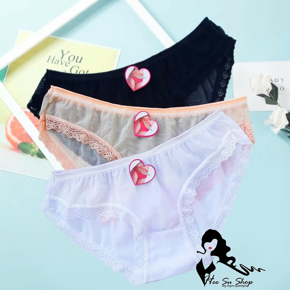 Set 5 quần lót lưới nữ viền ren co giãn 4 chiều siêu mỏng quyến rũ mã ...